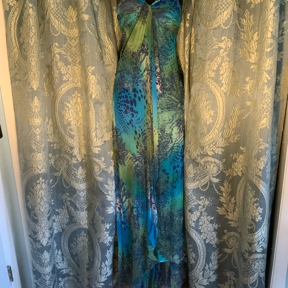 SUE WONG ORIGINAL SEQUINS GOWN, SHOULDER ADJUSTABLE STRAPS. SIDE ZIPPER - Picture 2 of 10